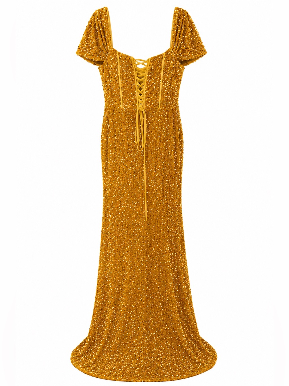 Sequin Corset Back Gold Mermaid Gown Size 18 NWOT Formal Evening Dress - Picture 7 of 9
